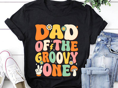 Dad Of The Groovy One T Shirt Design amazontshirt besttshirt bulktshirt dadtshirt exclusivetshirt fashion groovy groovytshirt merchtshirt podtshirt t shirt t shirt design tshirt tshirtdesign tshirtpod tshirtprint tshirts typography uniquetshirt