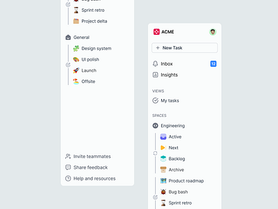 Sidebar navigation clean ui dashboard emoji minimal navigation product design project management side menu side panel sidebar sidebar navigation sidenav tasks ui ux design web app