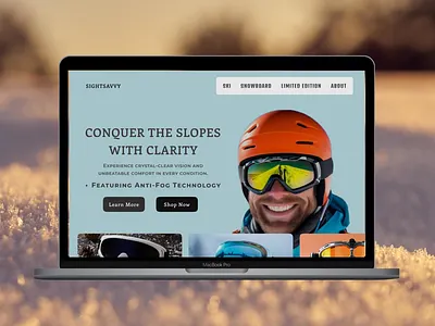 Snow goggles- Landing page design. chatgpt design figma freelance landing page snowgoogles ui uidesign web webdesign webdesigninspiration