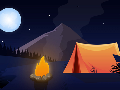 Camping in Windy Night animation camping fire graphic design illustration motion motion graphics motiondesign wind