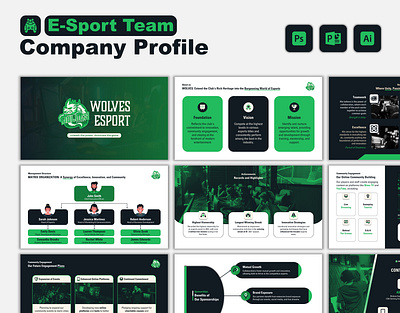 E-Sport Company Profile - Presentation Design branding design graphic design illustration logo ppt presentation presentation design typography ui vector