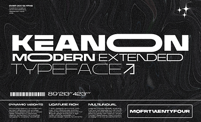 Keanon - Modern Extended Typeface visual design