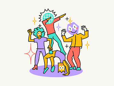💃🪩🕺 artwork colours creative dab dancing design disco discoball fun funky illustration illustrator ilustrace ilustración marekehrenberger party purple quirky vector