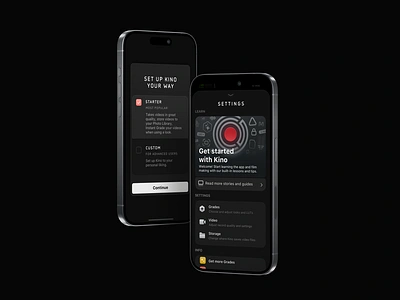 Kino - Getting Started 4k app camera dark dark mode halide hd icon icons iphone kino settings ui video