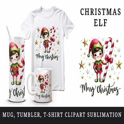 Christmas elf tumbler, mug wrap, clipart sublimation design 3d animation apparel graphic design motion graphics