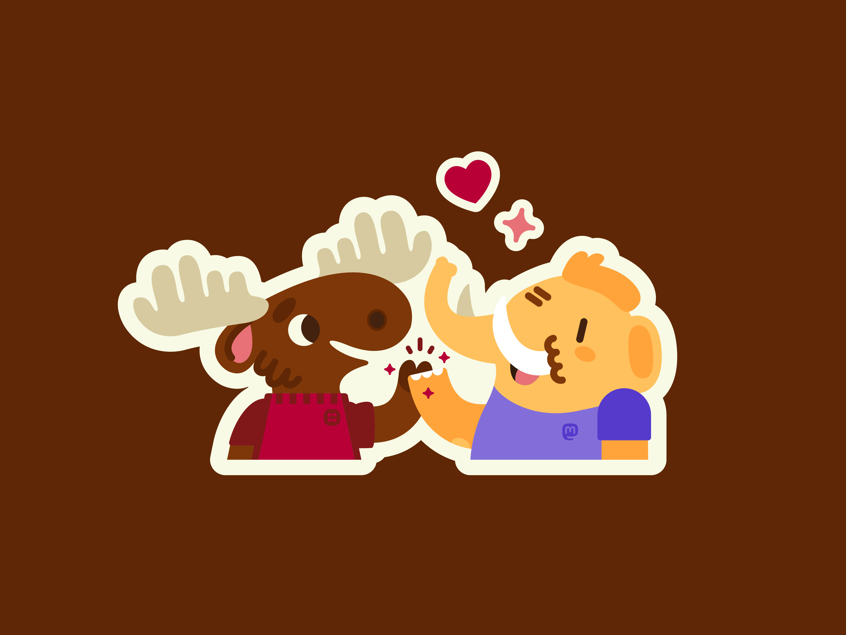 high five, big guy! animals antlers canada canadian character design elephant happy high five illustration mammoth mascot mastodon moose nature sticker