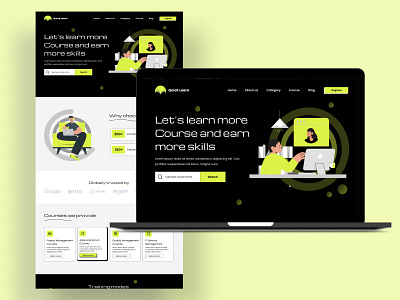 Quick Learn - Elearning landing page elearning elearning landing designs landing page quick learn ui designs website