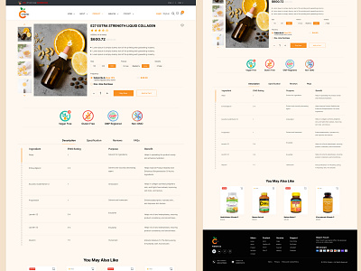 Vitamin C Supplements Product Details Page animation brand identity branding design details page graphic design icon illustration lettermark mark product page ui uiux website