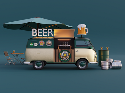 Beer van 3d 3dart blender blenderrender branding cgi commercial design illustration