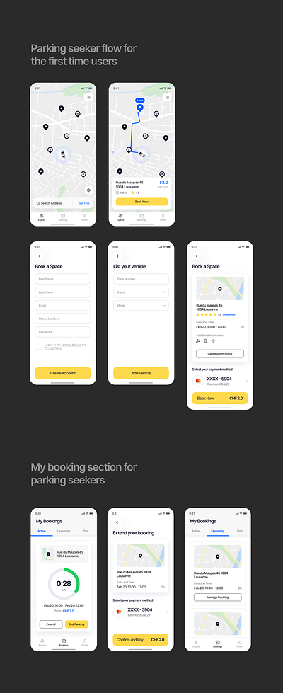 Parking app mobile ui parking app