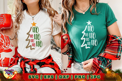 Ho Ho Ho Christmas Tree Sign SVG Cut File 3d animation apparel branding graphic design logo motion graphics