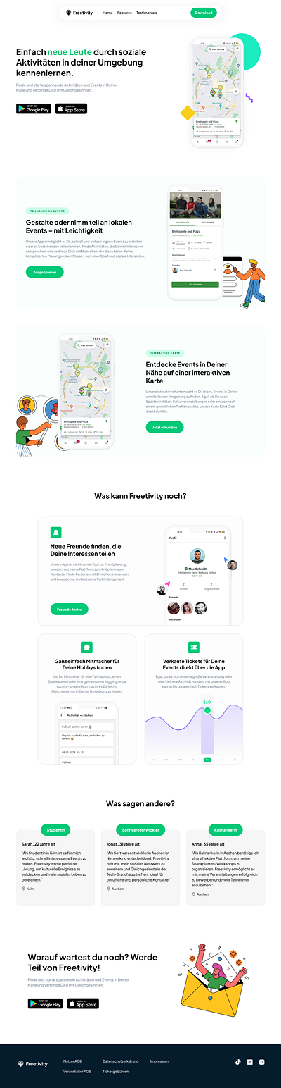 Freetivity Landing Page webdesign