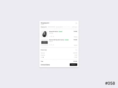 DailyUI #058 - Shopping Cart 58 cart checkout daily daily ui design graphic design logitech minimalist price product shopping shopping cart ui