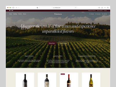 Homepage - wine ecommerce announcement bar button collections cta design exploration figma hero section homepage info bar landing page navigation product design products shop store ui ux web web design wine ecommerce