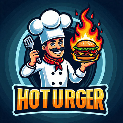 kitchen chef burger logo design branding burger logo cartoon logo company logo custom logo gaming logo graphic design illustration kitchen logo logo pizza logo twitch logo