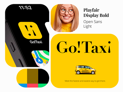 Visual Identity for Go!Taxi branding design graphic design graphic design identity logo taxi typography yellow