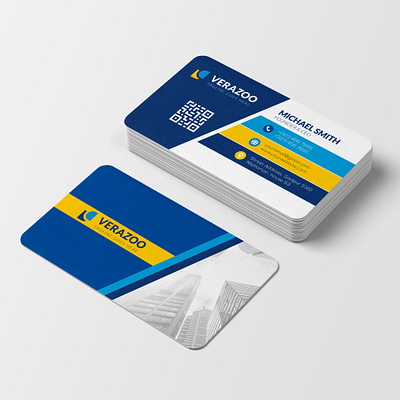 modern business card template blue, yellow project