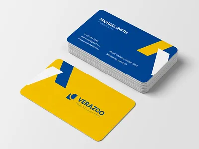 blue yellow business card template project