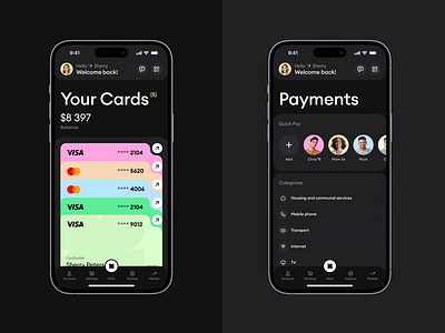 Fintech Banking Cards Pay App app banking cards finance fintech ios ui ux