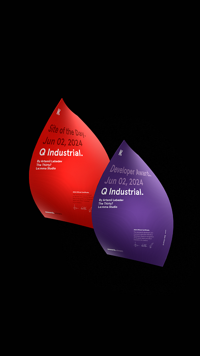 Q Industrial [Site of the Day, Dev Awwwards] 3d art direction award awwwards creative design development editorial graphic design interface layout minimal sotd typo typography ui ux web design web pages webflow