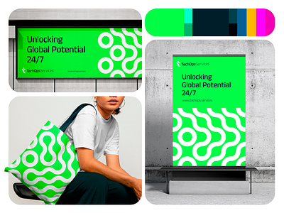 Visual Identity for TechOps Services branding design graphic design graphic design green identity logo patterns typography web3
