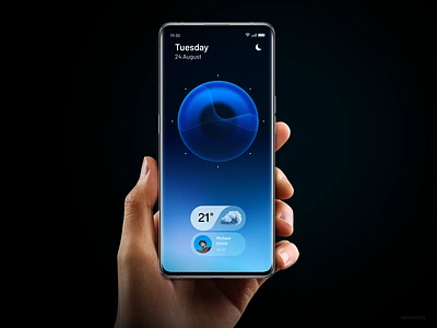 Aquamorphic Design language by Milkinside aquamorphic clock fluid home identity language lockscreen mobile modern oem operating oppo os screen system ui ux watchface weather widgets
