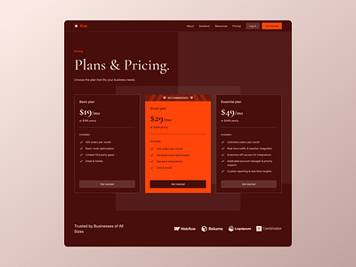 Pricing Page 🟥 clean figma pricing pricing page red red branding saas design saas landing page ui