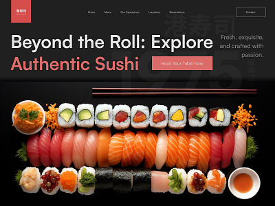 Hero section for a Japanese restaurant (#Day3) 30daysofwebdesign japanese restaurant minimalist minimalist design online reservation restaurant sushi ui web design