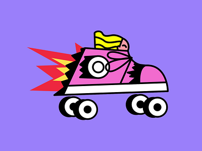 Roller girl | Cancer du sein animation blond breast cancer cancer cancer du sein derby fire healthy motion 2d roller speed sport sticker woman