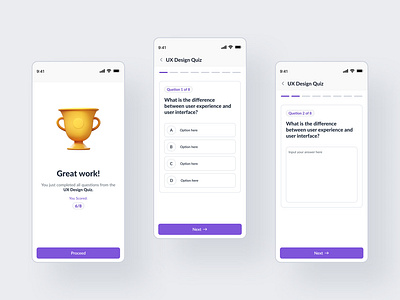 Quiz Mobile App - With multiple input methods app design graphic design illustration ui ux vector