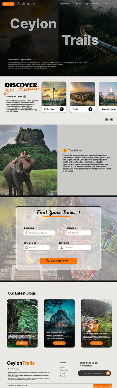 CeylonTrails - Travel Website UI Design ceylontrails design exploration exploresrilanka graphic design sri lanka srilankatravel tourismwebsite travelcommunity travelwebsite ui uiux uiuxdesign web ui website