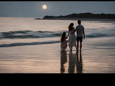 Couple romancing and hugging in moonlight near very beautiful be branding graphic design image motion graphics