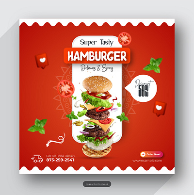 Delicious Burger social media post template cheese logo