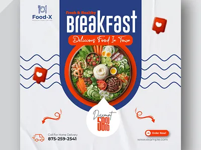 Fast-food restaurant menu social media promotion banner cheese logo