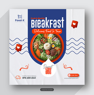 Fast-food restaurant menu social media promotion banner cheese logo
