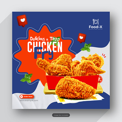 Chicken Fry Asian food, social media template cheese logo