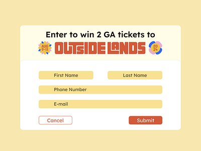 Day 1/100 UI Challenge: Ticket Giveaway Sign Up Form concert tickets design sign up form ui uiux design ux