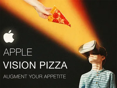Collage - Apple Vision Pizza apple collage collage artist design fun funny graphic design graphic designer illustration photoshop pizza product design vision pro