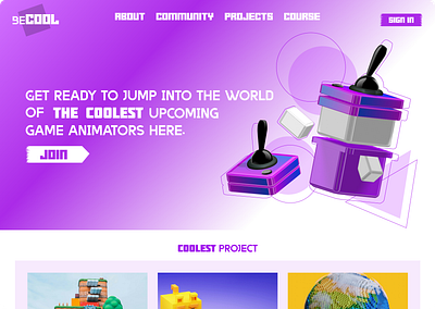 Becool - Coding community 3d community design education game game website landing page logo ui web web design website