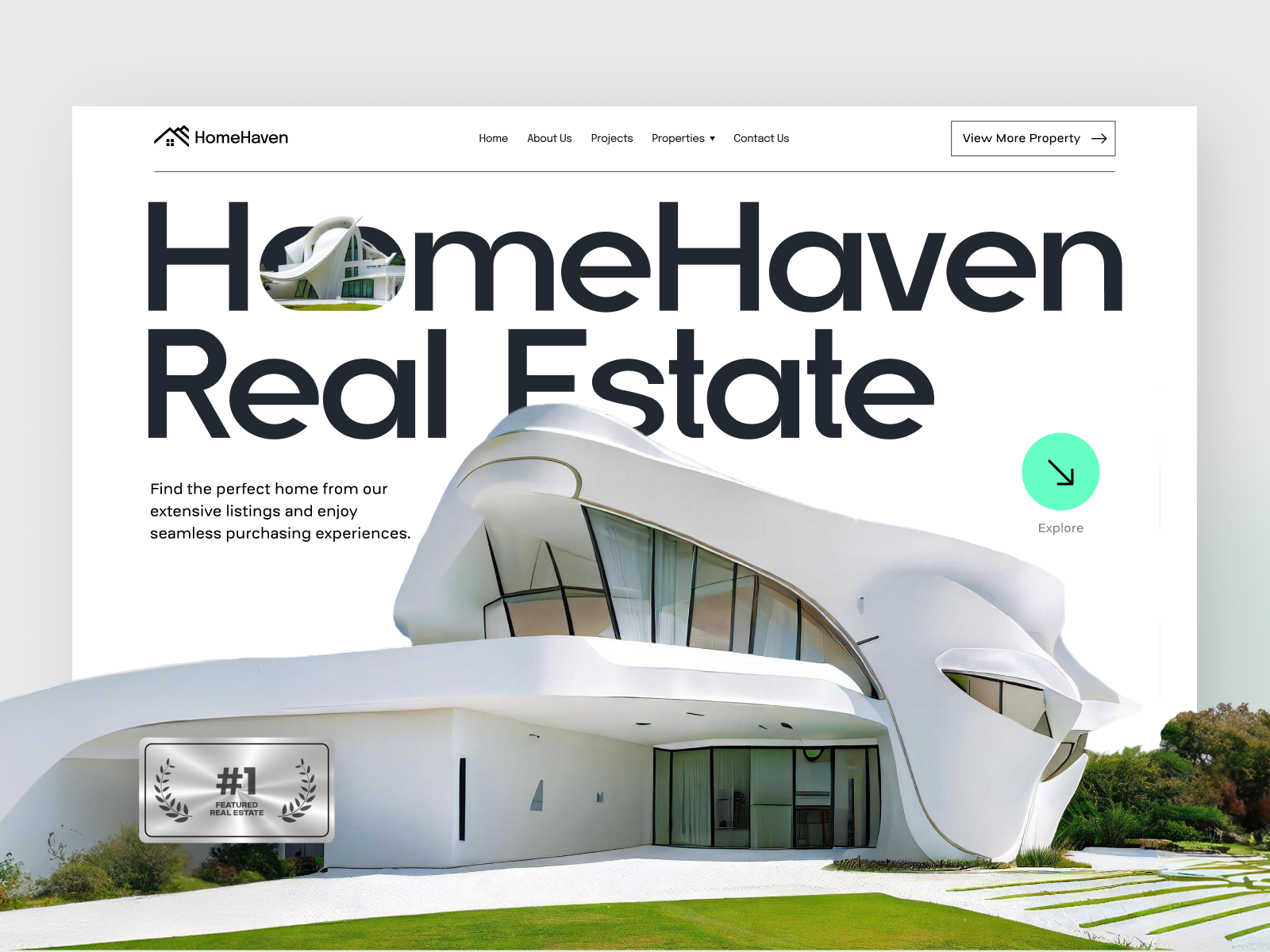 HomeHaven - Real Estate Web Design clean design flato home landing page minimalist modern product property real estate real estate agency real estate website ui ui ux ux web web design web real estate website website design