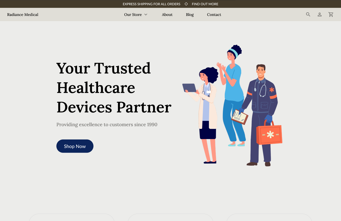 Medical Devices Webpage beige branding ecommerce healthcare illustration landing landing design landing page medical medtech modern neutral products ui ui design user interface ux ux design web design website design