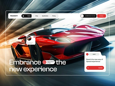 Car Website Concept - Pegawati car car web design drive f1 hero section hyper car jdm layout showroom supercar typography ui user interface ux vehicle web design website