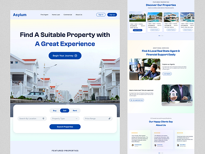 Real Estate Landing Page Design for Asylum accessible design clean design hero design landing page minimal design real estate responsive layout ui uiux uiux design user experience user friendly user interface user interface design ux web design web header design