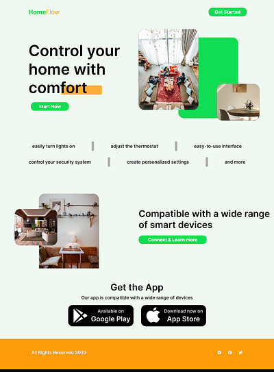 HomeFlow Smart Home Control Landing Page ui