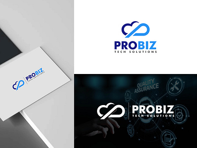 Probiz tech solutions logo. p letter with cloud logo. business cloud corporate graphic design illustration l letter p logo logo design probiz softwere solutions tech technology