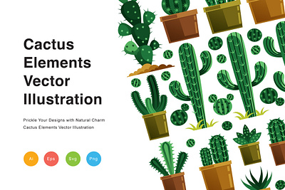 Cactus Elements Vector Illustration plant