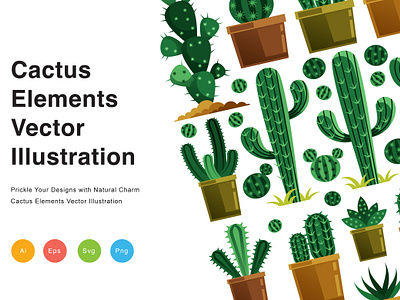Cactus Elements Vector Illustration plant
