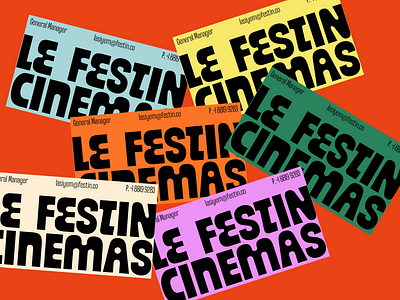 Le Festin Cinemas Business Card bold business card design display font fun graphic design illustration type design typeface typography