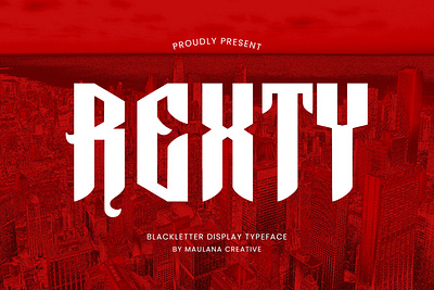 Rexty Blackletter Display Typeface animation blackletter font branding font fonts graphic design logo nostalgic