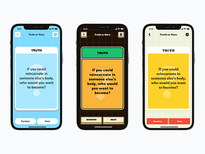 Truth or Dare mobile app ui